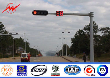 Çin 9m Traffic Light Pole Durable Single Arm Signal Road Light Pole With Anchor Bolts Tedarikçi