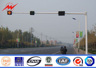 Çin 7M Traffic Light Pole Gr65 4m / 6m Galvanized Road Light Poles With 9M Bracket Tedarikçi