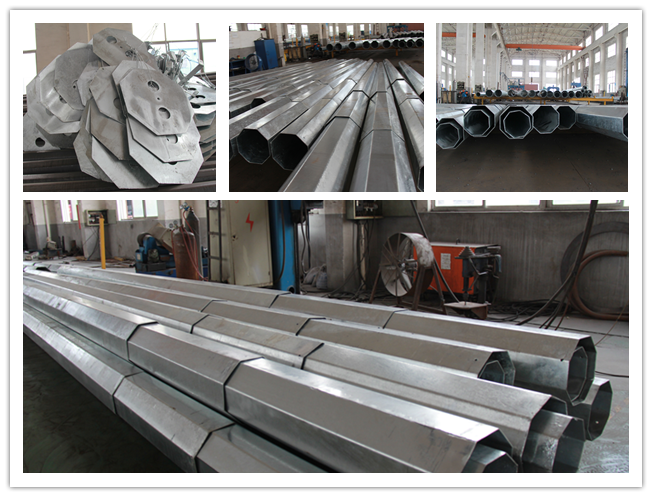 High Voltage Metal Utility Poles / Steel Transmission Poles For Electricity Distribution Project 1