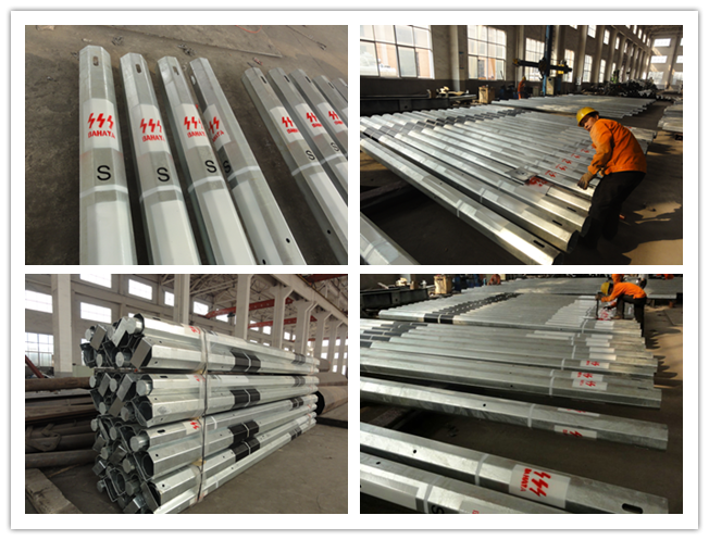 Tapered Galvanized metal utility poles For Electrical Line Project 0