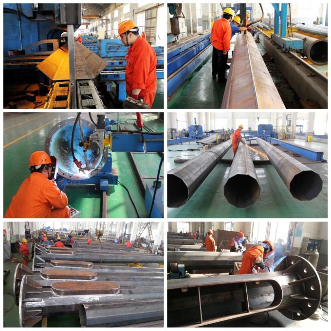 ASTM A123 220KV 12M Multi Side Bitumen Galvanised Steel Poles For Power Distribution 2