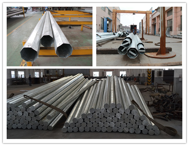 Galvanized Polygonal Tapered Electrical Power Pole For Transmission Line Project 1