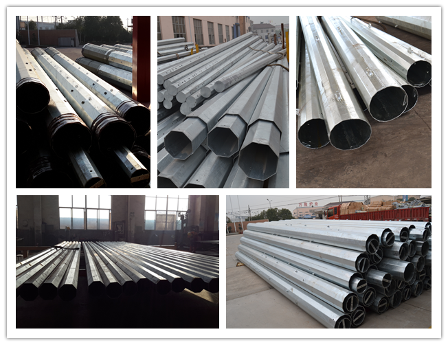69KV Steel Galvanized Polygonal Tapered Electrical Power Pole For High Voltage Transmission Line Project 2