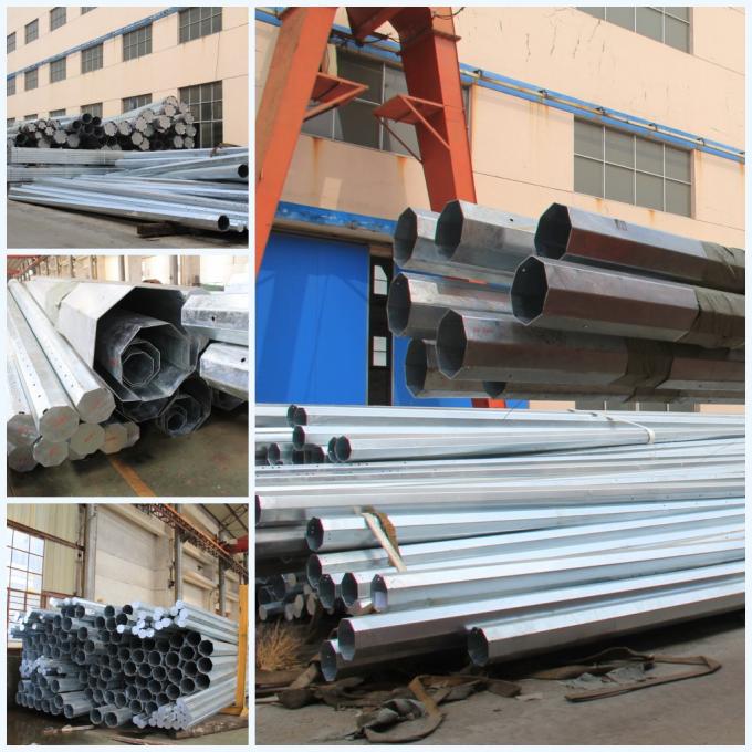 Polygonal 40FT 69kv Metal Steel Utility Poles Galvanized Surface Treatment ASTM A123 2