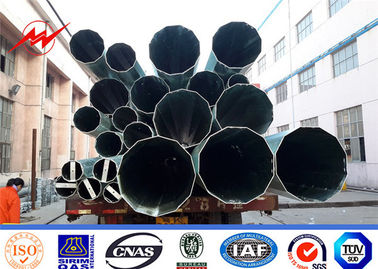 Çin Elektrik Aksesuarları ile Düz / Çekme Sıcak Daldırma Galvanizli Çelik 10m Sekizgen Metalik Kutup Tedarikçi