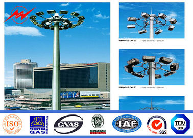 Multisided Powder Coating 40M High Mast Pole with Winch for Park Lighting Tedarikçi