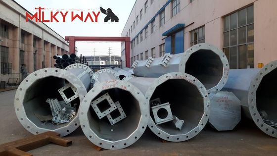 16m 18m Yükseklik Konik Elektrik Güç Kutbu 5mm Kalınlık ASTM A123 Galvanizasyon Standardı Tedarikçi