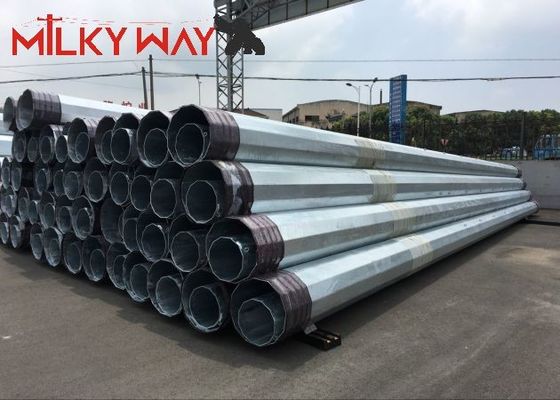 12M 16KN Elektrik Dağıtım Hattı iletim projesi için çelik tüplü elektrik direği Tedarikçi