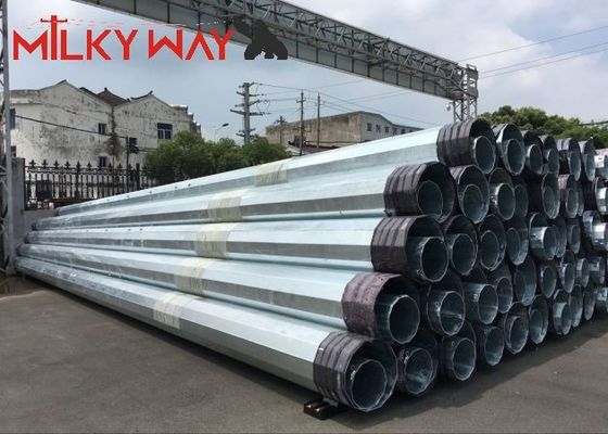 12M 16KN Elektrik Dağıtım Hattı iletim projesi için çelik tüplü elektrik direği Tedarikçi