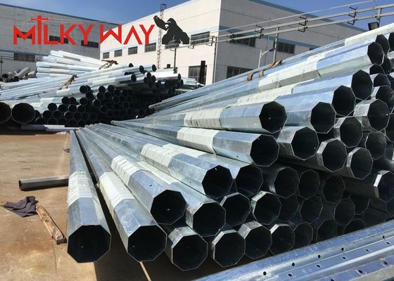 11M 8KN Galvanizli Çelik Boru Teleskopik Direk, bitüm 450mpa Akma Dayanımı Tedarikçi