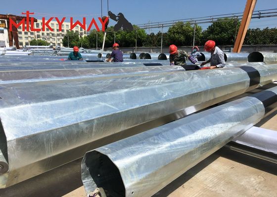 80FT 90FT 138KV elektrik dağıtım için galvanizli çelik güç direkleri Tedarikçi