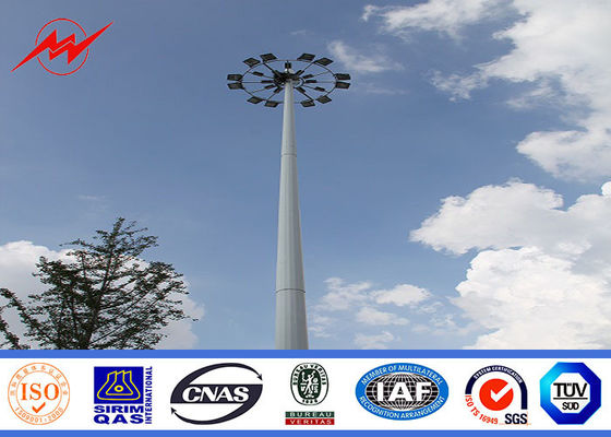 Power Plants Lighting Conical 36m Square Light High Mast Pole With Auto Racing System