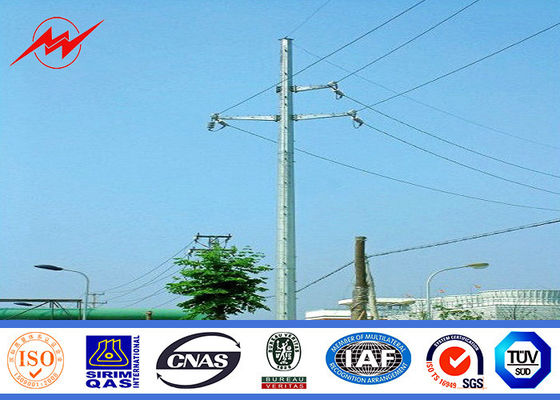 6M - 12M Metal Lighting Poles Steel Utility Pole with Aluminum conductor