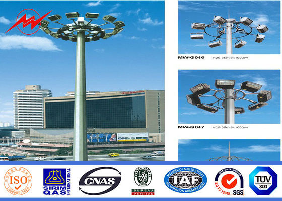 Hot dip galvanization led stadium lighting High Mast Pole for seaport lighting