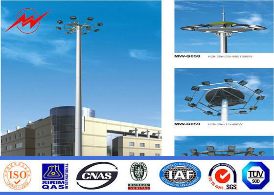 HDG galvanized Power pole High Mast Pole with 400w HPS lanterns