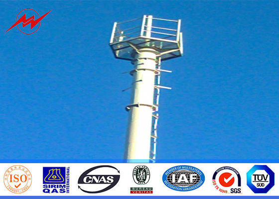 Conical 90ft Galvanized Mono Pole Tower , Mobile Communication Tower Three Sections