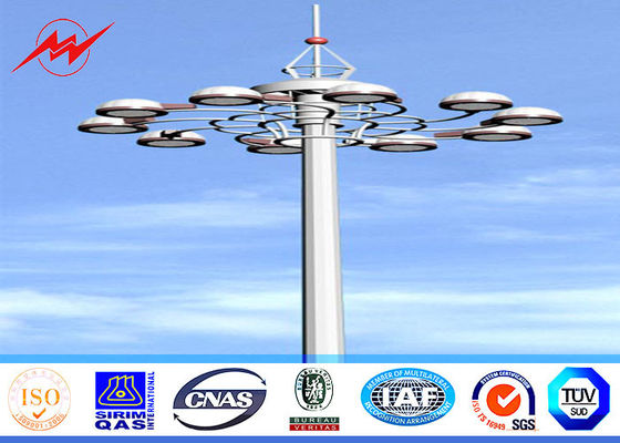 12 sides 40M High Mast Pole Gr50 material with round panel 8 lights