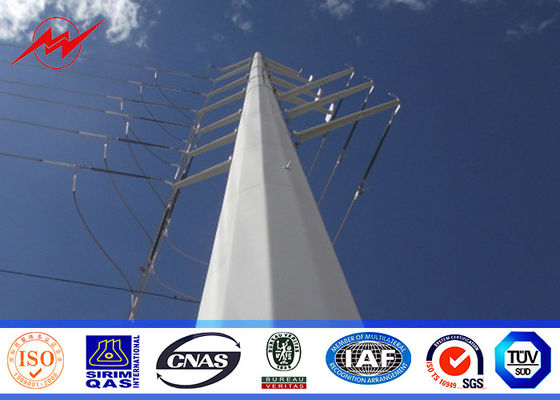 Multi Side 7m Steel Tubular Electrical Power Pole Low Voltage With Cross Arms