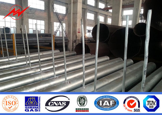 Hot Dip Galvanized 12m Tri Out Reach Power Line Pole With 2.5m Arm