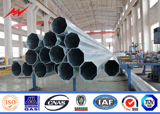 Polygonal Shape 200Dan Load 11M Height Galvanized Steel Pole With AWS D1.1 Welding Standard