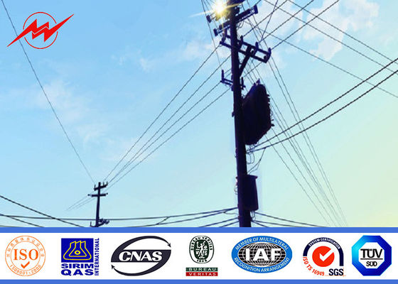 138 kv Bitumen Electrical Galvanized Steel Pole With CO2 welding / Submerged Arc Auto Welding