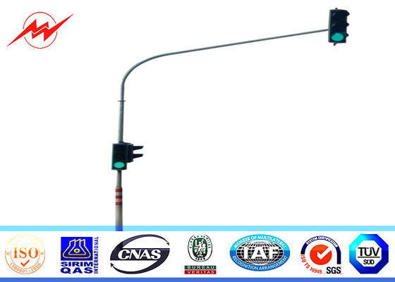 6m Single Bracket Galvanized Traffic Street Light Pole 3mm Thickness