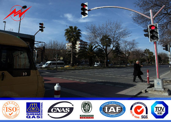 6m Single Bracket Galvanized Traffic Street Light Pole 3mm Thickness