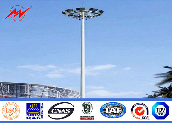 Stadium Lighting 36.6 Meters Galvanized High Mast Light Pole With 600kg Raising System