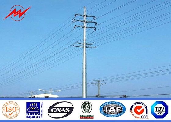 132 Kv Utility Pole Hot Dip Galvanized Steel Poles 3mm Thickness