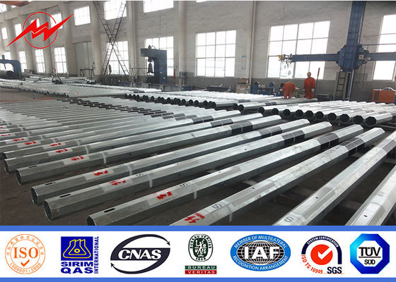 55ft Electrical Power Pole 3mm Thickness Powder Coating With Galvanized Stepped Bolt
