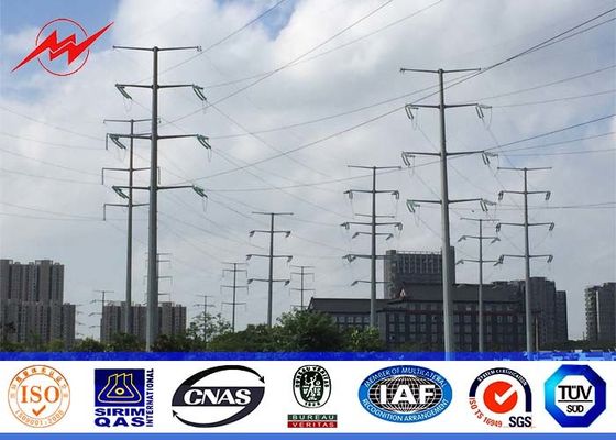 Tapered Two Section Steel Electrical Utility Poles ASTM A123 Galvanization Standard