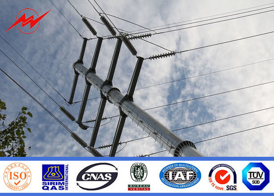 AWS D1.1 16m 6.9kv Power Line Pole / Steel Utility Poles For Mining Industry
