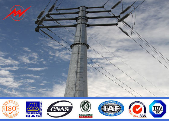 1250 Dan 17M  8 Sides Electrical Power Pole 4mm Thickness Direct Burial ASTM A123 Galvanization Standard