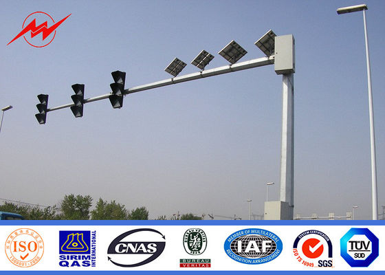 Galvanized Durable 8m Standard Traffic Light Pole With Double Arm / Single Arm