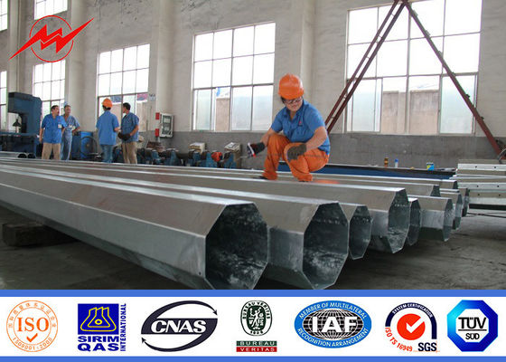 Galvanization Surface Steel Power Poles For 69kv Transmission Line Project