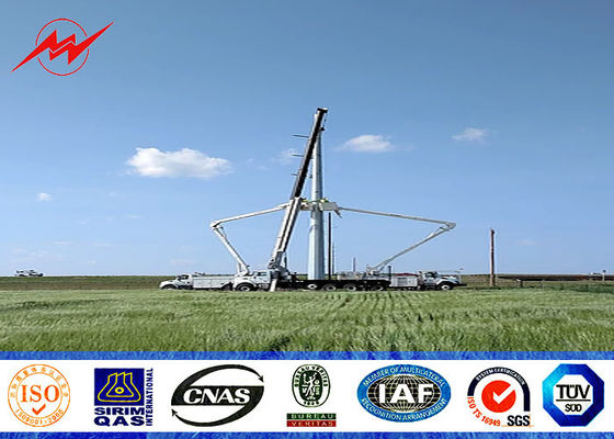 33KV hattı iletimi için galvanizli çelik direği, demir bult için yuvarlak delikler