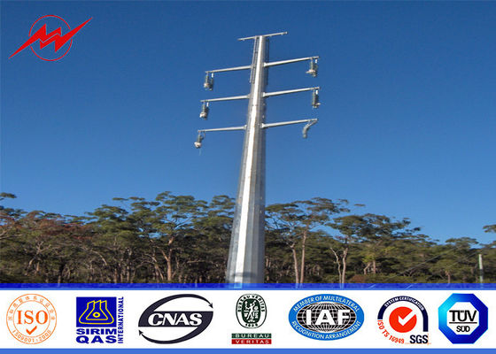 115KV 75Feet Tapered Round Steel Utility Power Poles / Galvanized Steel Pole