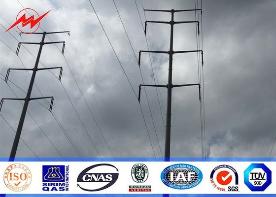 Çapraz Kol Aksesuarları ile 69kV 10m Sıcak Daldırma Galvanizli Çelik Güç Kutup Dağıtım Hattı Kutup