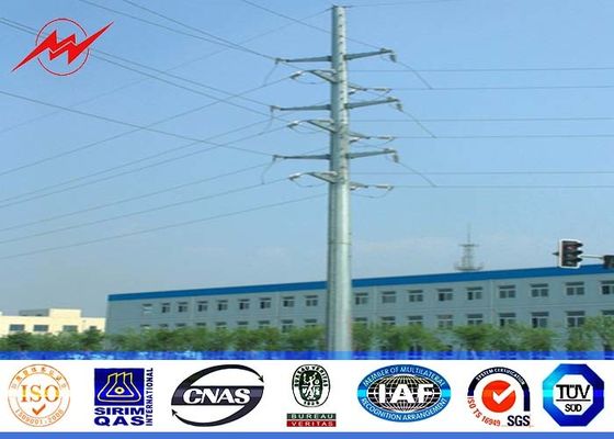 Çapraz Kol Aksesuarları ile 69kV 10m Sıcak Daldırma Galvanizli Çelik Güç Kutup Dağıtım Hattı Kutup