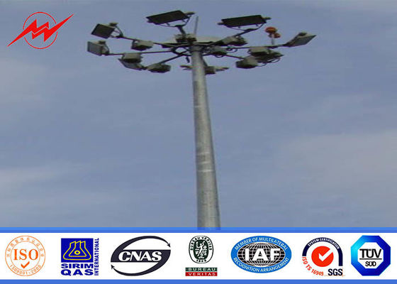 40m Steel Polygonal High Mast Flood Light Poles With 1000W LED  Light And Rasing System