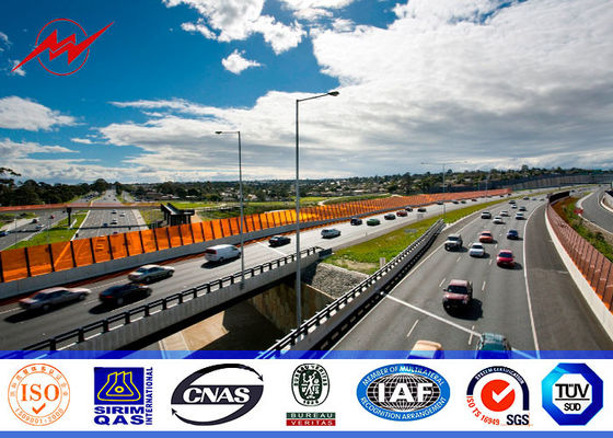 10m 5mm Wall Thickness Outdoor Square Galvanized Street Light Poles Parking Lot Light Pole With Double Arms