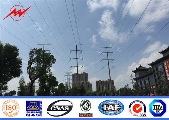 132kv Power Utility Poles Polygonal Tower Galvanized Steel Electric Pole