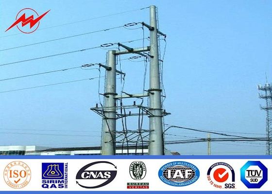 Galvanizli Metal Yardımcı Güç Kutupları Konik 15m / 17m Yüksek Gerilim 10 Kv - 220 Kv