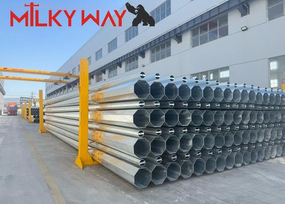 İletişim dağıtım için 50ft Galvanize Seksengen Mono Pole Kule