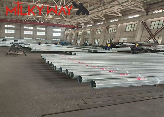 15M 8KN Gr65 Afrika Piyasası için çelik tüplü direği ve BV Sertifikası ve 3 mm duvar kalınlığı ile