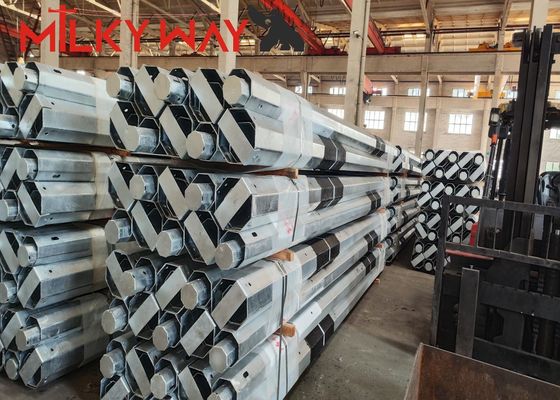 3,8mm 7.2mm 9m 11m Malezya Hop Dip Galvanzasyon Çelik Elektrikli Kutuplar FRP ile