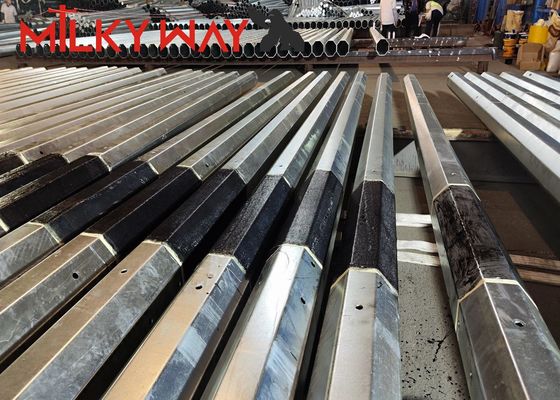 3,8mm 7.2mm 9m 11m Malezya Hop Dip Galvanzasyon Çelik Elektrikli Kutuplar FRP ile