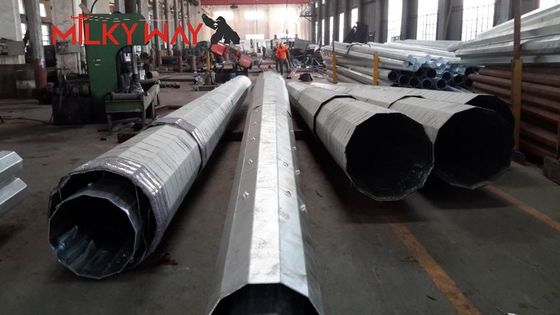 Yüksek Güvenlik Faktörü Tasarım Yükü ile Elektrik iletim için Sıcak Dip Galvanizli Çelik Uygulama Kutupları