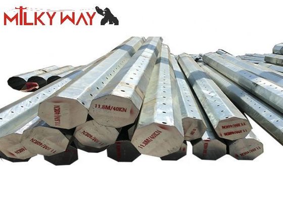 1250 Dan 11.8M 8 Yan Elektrik Gücü direği 4mm Kalınlığı Doğrudan gömme ASTM A123 Galvanizasyon Standartı