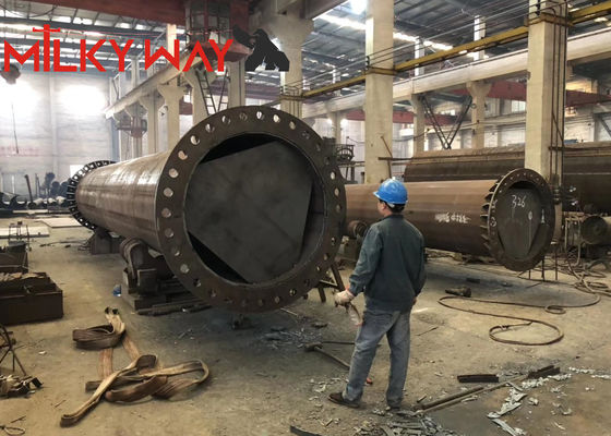 Sıcak Daldırma Galvanizli Yuvarlak 20 M Çelik Elektrik Enerji İletim Direği Monopo Donanımı 4mm Güç Dağıtımı İçin